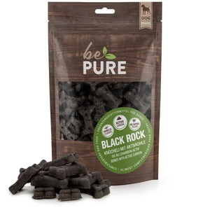 bePure, bePure Hundeleckerli Black Rock Aktiv Kohle 500g, bePure Black Rock Knöcheli mit Aktivkohle für Hunde (500g)
