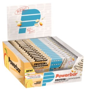 Powerbar, Protein+ Low in Sugar Immune Support - 16x35g - Peach Yoghurt, Powerbar Protein+ Low in Sugars + Immune Support Peach Yoghurt (16x35g)