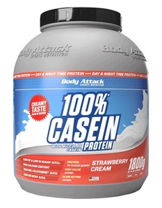 Body Attack, 100% Casein Protein - 1800g - Strawberry Cream