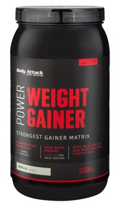 Body Attack, Power Weight-Gainer - 1500g - Vanilla, Power Weight-Gainer - 1500g - Vanilla
