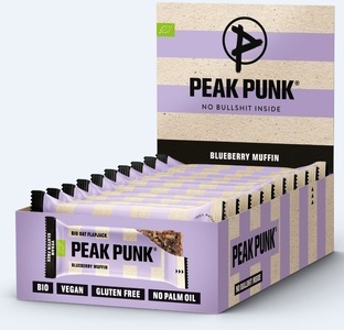 PEAK PUNK, Organic Oat Flapjack Blueberry Muffin 12 x 60 g Sportriegel, PEAK PUNK Organic Oat Flapjack Blueberry Muffin (12x60g)