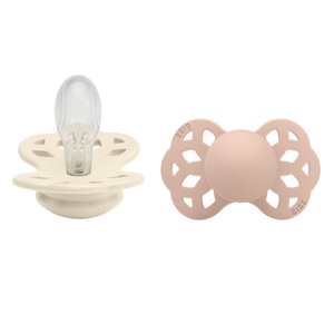 BIBS, BIBS® Schnuller Infinity symmetrischer Sauger 0-6 Monate Ivory & Blush 2 Stk., BIBS Infinity Schnuller, Silicone, Symmetrisch, 0-6 Monate, Ivory/Blush (2 Stk)