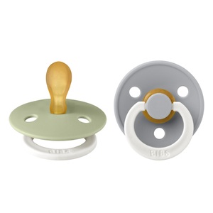 BIBS, BIBS® Nachtschnuller Colour Symmetrischer Sauger Sage & Cloud Night Glow 0-6 Monate 2 Stk., BIBS Colour Schnuller, Latex, Symmetrisch, 0-6 Monate, Sage GLOW/Cloud GLOW (2 Stk)