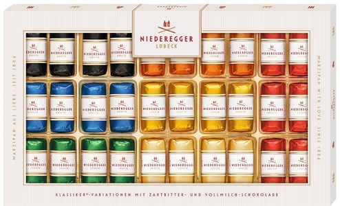 Niederegger Lübeck, Niederegger Lübeck Variationen Marzipan-Pralinen mit Zartbitter-Schokolade assortiert (375g)