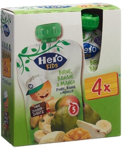 Hero Kids, Hero Kids Smoothie Birne Banane Mango (4x120g), Hero Kids Smoothie Birne Banane Mango (4x120g)