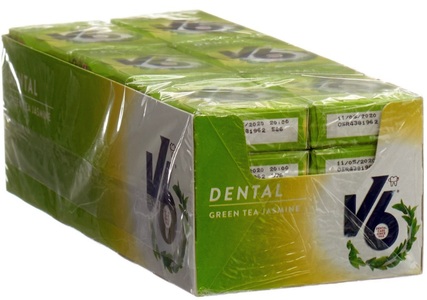 V6, V6 Dental Care Kaugummi Green Tea Jasmine Box (24x24g)