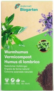 ANDERMATT BIOGARTEN, Andermatt Biogarten Wurmhumus, natürlicher Hofdünger (1.5 Liter)
