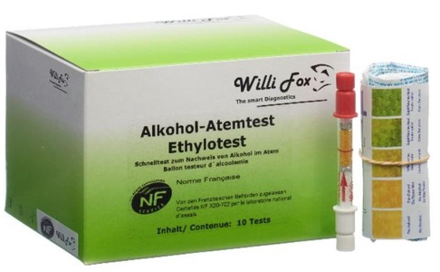 Willi Fox, Willi Fox Alkohol-Atemtest Ethylotest (4 Stk), Willi Fox Alkohol-Atemtest Ethylotest (4 Stk)
