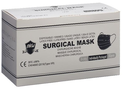 MKW, MKW medizinischer Einweg-Mundschutz schwarz Typ IIR einzeln verpackt (50 Stk), MKW OP-Maske Typ IIR schwarz einzeln verpackt (50 Stück)