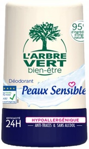 L'Arbre vert, L'ARBRE VERT Öko Deodorant Roll Empfindliche Haut französisch (50 ml), L'ARBRE VERT Öko Deodorant Empfindliche Haut (50ml)