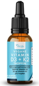 VeLife, VeLife Vegane Vitamin D3 K2 Tropfen (30ml), VeLife Vegane Vitamin D3 K2 Tropfen (30ml)