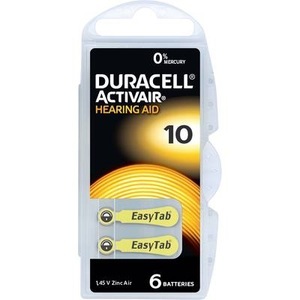 Duracell, Zink-Luft Hörgeräte Batterie DA10 (PR70), gelb - 6 Stück