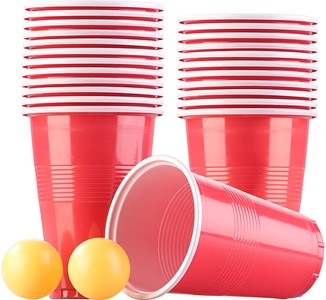 Infactory, infactory Trinkspiel-Set Bier Pong mit 24 Bechern (je 450 ml) und 2 Bällen, Trinkspiel-Set Bier Pong mit 24 Bechern (je 450 ml) und 2 Bällen