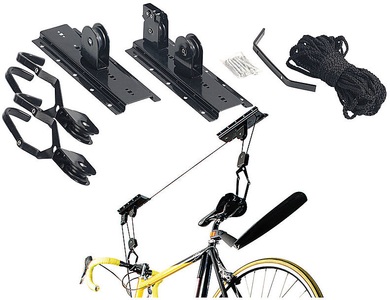 AGT, AGT Platzsparender Fahrrad-Aufhänger mit komfortablem Liftsystem, bis 20Kg, Platzsparender Fahrrad-Aufhänger mit komfortablem Liftsystem, bis 20Kg