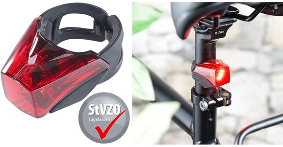 KryoLights, KryoLights LED-Fahrradrücklicht mit Akku, zugelassen nach StVZO, IPX4, LED-Fahrradrücklicht mit Akku, zugelassen nach StVZO, IPX4