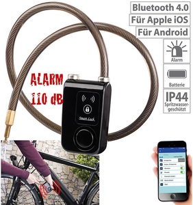 Semptec Urban Survival Technology, Semptec Urban Survival Technology App-gesteuertes Kabelschloss, Bluetooth, Alarm für Fahrrad, Tür u.v.m., App-gesteuertes Kabelschloss, Bluetooth, Alarm für Fahrrad, Tür u.v.m.
