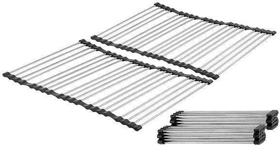 Rosenstein & Söhne, Rosenstein & Söhne 2er-Set faltbare XXL-Edelstahl Abtropf-Auflagen, 55 x 45cm, 2er-Set faltbare XXL-Edelstahl Abtropf-Auflagen, 55 x 45cm