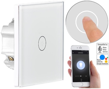 Luminea Home Control, Luminea Home Control Touch-Lichtschalter, WLAN, kompat. zu Amazon Alexa & Google Assistant, Touch-Lichtschalter, WLAN, kompat. zu Siri, Alexa & Google Assistant