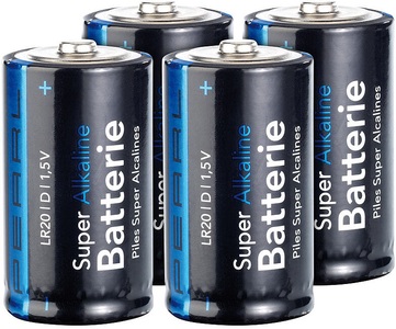 Pearl, Pearl Sparpack Alkaline Batterien Mono 1,5V Typ D im 4er-Pack, Sparpack Alkaline Batterien Mono 1,5V Typ D im 4er-Pack