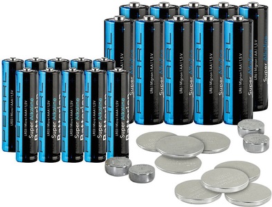 Pearl, Pearl Batterie-Set 32-teilig mit Alkaline- und Lithium-Zellen, Batterie-Set 32-teilig mit Alkaline- und Lithium-Zellen