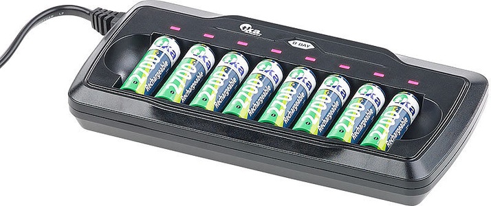 tka Köbele Akkutechnik, tka Köbele Akkutechnik Ladegerät für 8 AA- & AAA-Akkus, mit Kontroll-LEDs & Sicherheits-Timer, Ladegerät für 8 AA- & AAA-Akkus, mit Kontroll-LEDs & Sicherheits-Timer