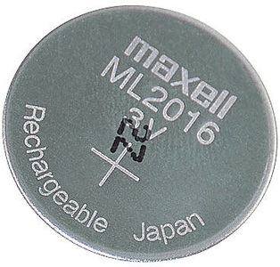 Maxell, Maxell ML2016 wiederaufladbare Li-Ion-Knopfzelle, 3 V, 25 mAh, ML2016 wiederaufladbare Li-Ion-Knopfzelle, 3 V, 25 mAh
