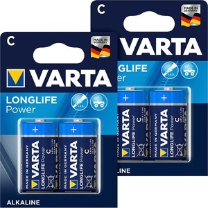 Varta, Varta Longlife Power Alkaline-Batterie, Typ Baby / C / LR14, 1,5 V, 4er-Set, Longlife Power Alkaline-Batterie, Typ Baby / C / LR14, 1,5 V, 4er-Set