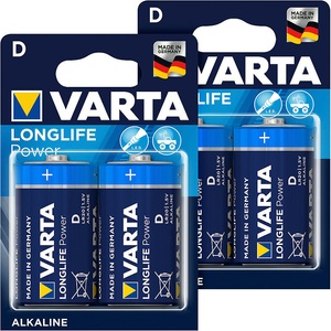 Varta, Varta Longlife Power Alkaline-Batterie, Typ Mono / D / LR20, 1,5 V, 4er-Set, Longlife Power Alkaline-Batterie, Typ Mono / D / LR20, 1,5 V, 4er-Set