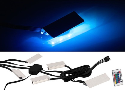 Lunartec, Lunartec LED-Glasbodenbeleuchtung mit Fernbedienung, 4 Klammern mit 12 RGB-LEDs, LED-Glasbodenbeleuchtung mit Fernbedienung, 4 Klammern mit 12 RGB-LEDs