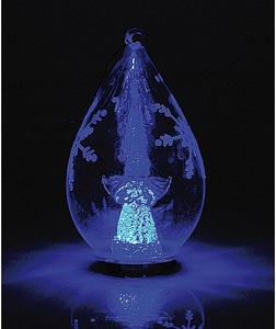 Lunartec, Lunartec Mundgeblasene LED-Glas-Ornamente in Tropfenform, 2er-Set, Mundgeblasene LED-Glas-Ornamente in Tropfenform, 2er-Set