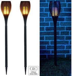 Luminea, Luminea 2er-Set LED-Gartenfackeln,realistisches Flammenflackern,2.000-mAh-Akku, 2er-Set LED-Gartenfackeln,realistisches Flammenflackern,2.000-mAh-Akku