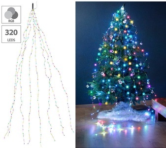 Lunartec, Lunartec Christbaum-Überwurf-Lichterkette, 320 bunte LEDs, 8 Girlanden, je 4 m, Christbaum-Überwurf-Lichterkette, 320 bunte LEDs, 8 Girlanden, je 4 m