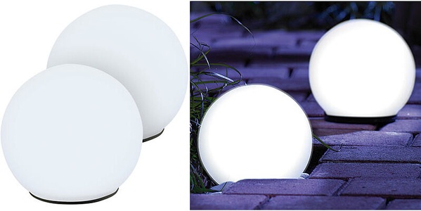 Lunartec, Lunartec 2er-Set Solar-Glas-Leuchtkugel mit LEDs & Dämmerungsautomatik, Ø 9 cm, 2er-Set Solar-Glas-Leuchtkugel mit LEDs & Dämmerungsautomatik, Ø 9 cm