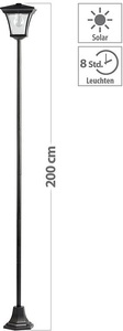 Lunartec, Lunartec Solar-LED-Gartenleuchte mit 200-cm-Lampenmast und Akku, 15 Lumen, Solar-LED-Gartenleuchte mit 200-cm-Lampenmast und Akku, 15 Lumen
