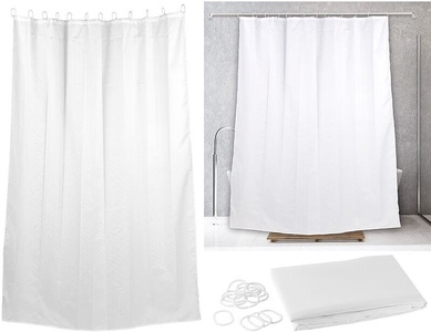 BadeStern, BadeStern Textil Anti-Schimmel-Duschvorhang weiss, 180 x 200 cm, 12 Ringe, Textil Anti-Schimmel-Duschvorhang weiss, 180 x 200 cm, 12 Ringe