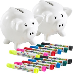 Playtastic, Playtastic 2er-Set Porzellan-Sparschwein zum Selbergestalten, 2er-Set Porzellan-Sparschwein zum Selbergestalten
