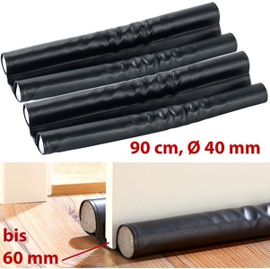 Infactory, infactory Kunstleder-Zugluft-Stopper für Türen bis 60mm Dicke, schwarz, 2er-Set Kunstleder-Zugluft-Stopper für Türen bis 60mm Dicke, schwarz