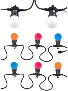 Lunartec, Lunartec Party-Lichterkette, 20 bunten LEDs (Glühbirnenform), 8 Watt, 9 m, IP44, Party-Lichterkette, 20 bunten LEDs (Glühbirnenform), 8 Watt, 9 m, IP44