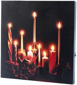 Infactory, infactory LED-Leinwandbild "Advent" mit Kerzenflackern, Fernbedienung, LED-Leinwandbild 