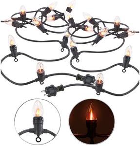 Lunartec, Lunartec 2er-Set Deko-Lichterketten, 10 Glühbirnen in Flammen-Optik, IP44, 4,2m, 2er-Set Deko-Lichterketten, 10 Glühbirnen in Flammen-Optik, IP44, 4,2m