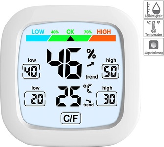Infactory, infactory Digitales Hygrometer und Thermometer mit Trendanzeige und Komfortindex, Digitales Hygrometer und Thermometer mit Trendanzeige und Komfortindex