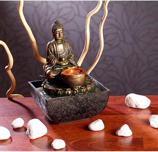 Infactory, infactory Beleuchteter Zimmerbrunnen mit Buddha, Beleuchteter Zimmerbrunnen mit Buddha
