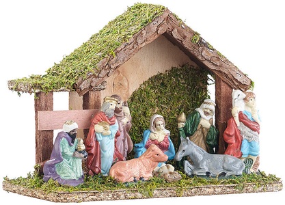 Britesta, Britesta Klassische Holz-Weihnachtskrippe, handbemalte Porzellan-Figuren, klein, Klassische Holz-Weihnachtskrippe, handbemalte Porzellan-Figuren, klein