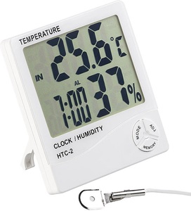 Pearl, Pearl Digitales Thermometer & Hygrometer mit Aussensensor, Uhr und Wecker, Digitales Thermometer & Hygrometer mit Aussensensor, Uhr und Wecker