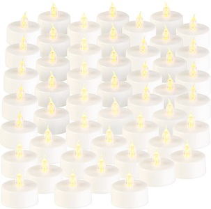 Lunartec, Lunartec 48er-Set LED-Teelichter mit flackerndem Licht, Batteriebetrieb, 48er-Set LED-Teelichter mit flackerndem Licht, Batteriebetrieb