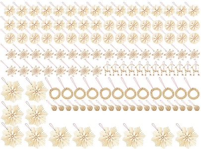 Infactory, infactory 132-teiliges Strohschmuck-Set für den Weihnachtsbaum, 7 Formen, 132-teiliges Strohschmuck-Set für den Weihnachtsbaum, 7 Formen