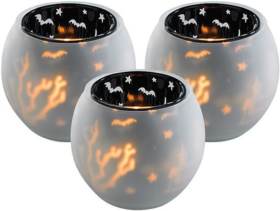 Infactory, infactory 3er-Set Doppelglas-Windlichter "Geisterhaus", 3er-Set Doppelglas-Windlichter 