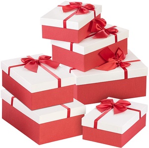Your design, Your Design 6er-Set edle Geschenk-Boxen mit roter Schleife, 3 verschiedene Grössen, 6er-Set edle Geschenk-Boxen mit roter Schleife, 3 verschiedene Größen