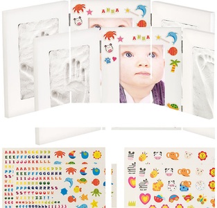 Your design, Your Design 2er-Set 3-teiliger Rahmen für je Babyfoto 2 Gipsabdrücke, 48,5 x 21 cm, 2er-Set 3-teiliger Rahmen für je Babyfoto 2 Gipsabdrücke, 48,5 x 21 cm