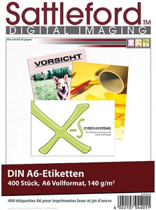 Sattleford, Sattleford 400 Etiketten A6 105x148 mm für Laser/Inkjet, 400 Etiketten A6 105x148 mm für Laser/Inkjet